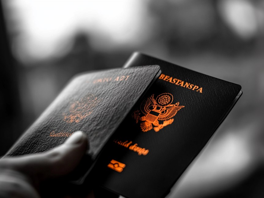 Jemand hält zwei Reisepässe in der Hand, doppelte Staatsbürgerschaft, LLC Gründung, Solution Thirteen LLC, Firma im Ausland gründen